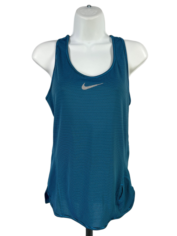 Nike Women's Blue/Black Aeroreact Racerback Sleeveless Running Tank Top - S