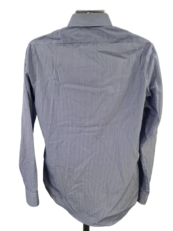 Calvin Klein Men's Blue/White Plaid Slim Fit Long Sleeve Button Up Shirt - 15.5 image 2