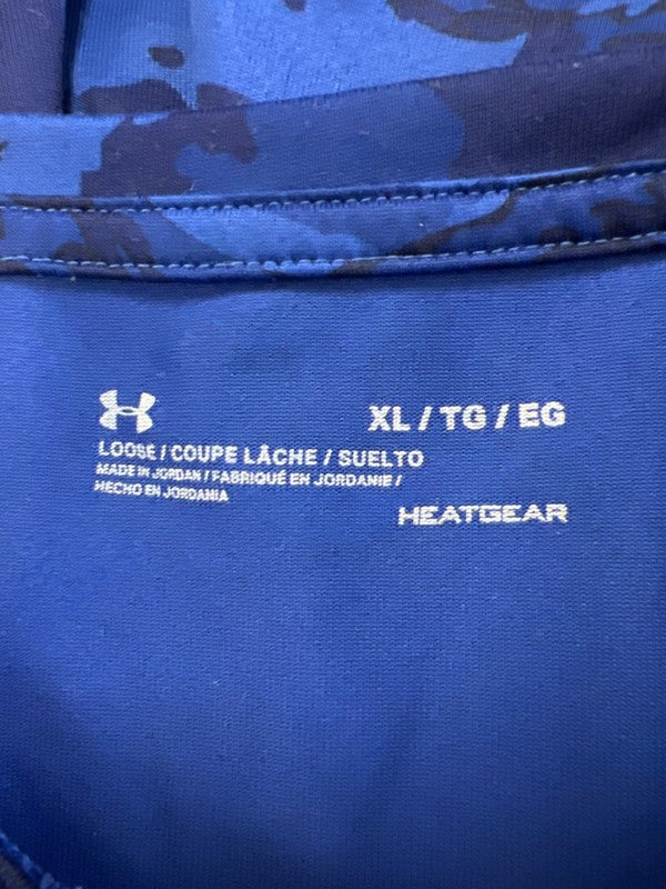 Under Armour Men's Blue Logo Heatgear Loose Short Sleeve Athletic Tee Shirt - XL image 3
