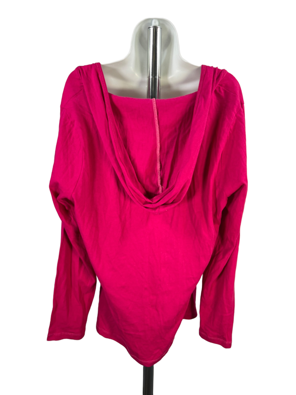 Old Navy Women's Pink V Neck Long Sleeve Hoodie Tee Shirt - XL image 2