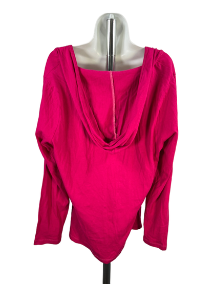 Old Navy Women's Pink V Neck Long Sleeve Hoodie Tee Shirt - XL image 2