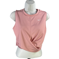 Nike Women's Pink Ribbed Dri-Fit Cropped Sleeveless Athletic Shirt -