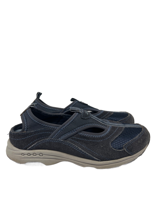 Easy Spirit Women's Blue Canvas Suede Mesh Slip On Walking Shoes - 8