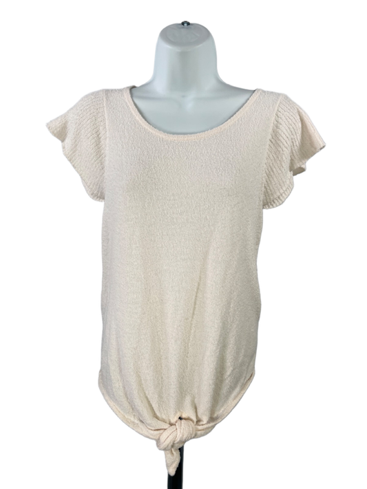 Madewell Women's Ivory/White Short Ruffle Sleeve Tie Front Blouse - XXS