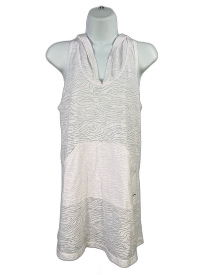 Nike Women's White Hooded Sleeveless Swim Cover Up Mini Dress - S