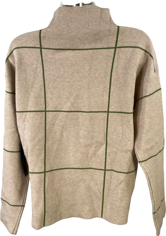 Tahari Women’s Beige/Green Long Sleeve Mock Neck Sweater - S image 2