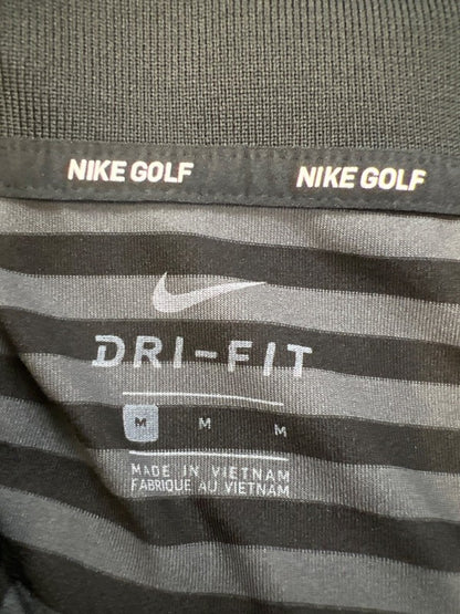 Nike Men's Black/Gray Striped Short Sleeve Athletic Golf Polo - M image 3