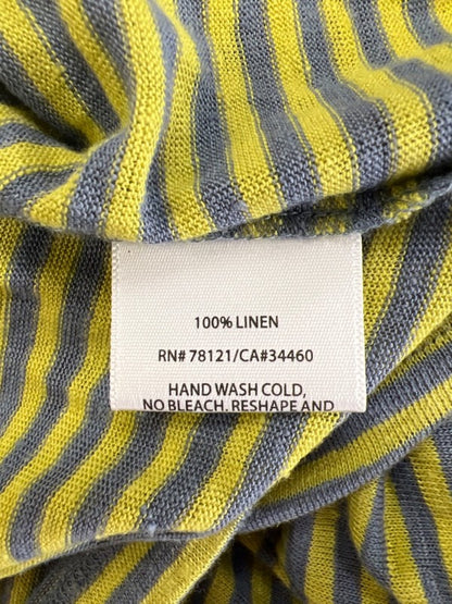 Eileen Fisher Women's Yellow/Gray Striped Linen Sleeveless Maxi Tank Dress - M image 4