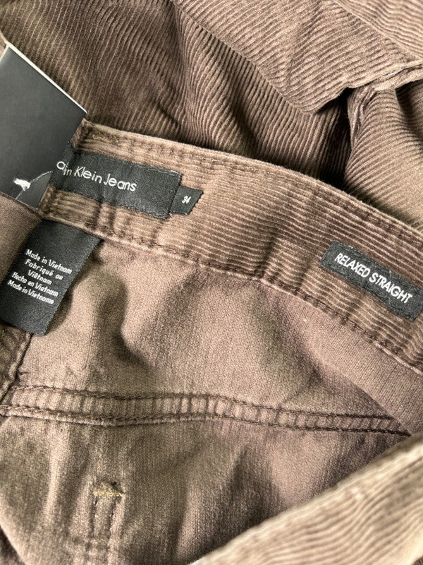 Calvin Klein Men's Brown Corduroy Relaxed Straight Pants - 34x30 image 3