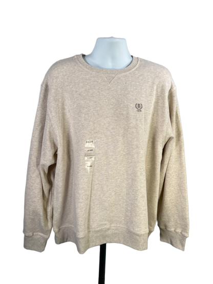 IZOD Men's Beige Sueded Fleece Embroidered Long Sleeve Sweatshirt - XXL