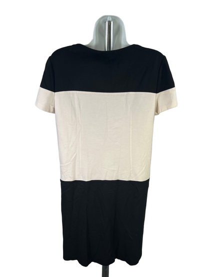 Lafayette 148 Women's Black/White Quarter Zip Short Sleeve Midi Dress - M image 2