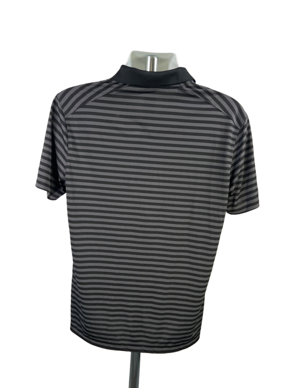 Nike Men's Black/Gray Striped Short Sleeve Athletic Golf Polo - M image 2