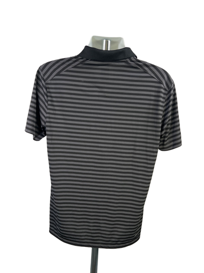 Nike Men's Black/Gray Striped Short Sleeve Athletic Golf Polo - M image 2
