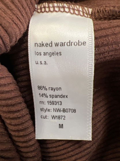 Naked Wardrobe Women's Brown Ribbed Center Seam Sleeveless Bodysuit - M image 4