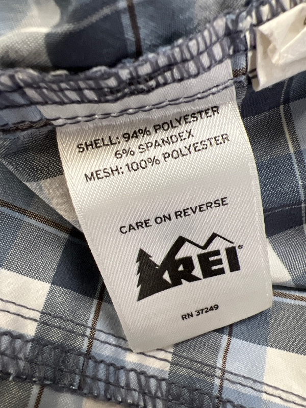 REI Men's Blue/White Plaid Vented Short Sleeve Hiking Shirt - L image 4