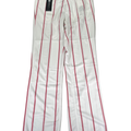 Mizuno Men's White/Red Pinstripe Pro Snap Button Baseball Pants - L