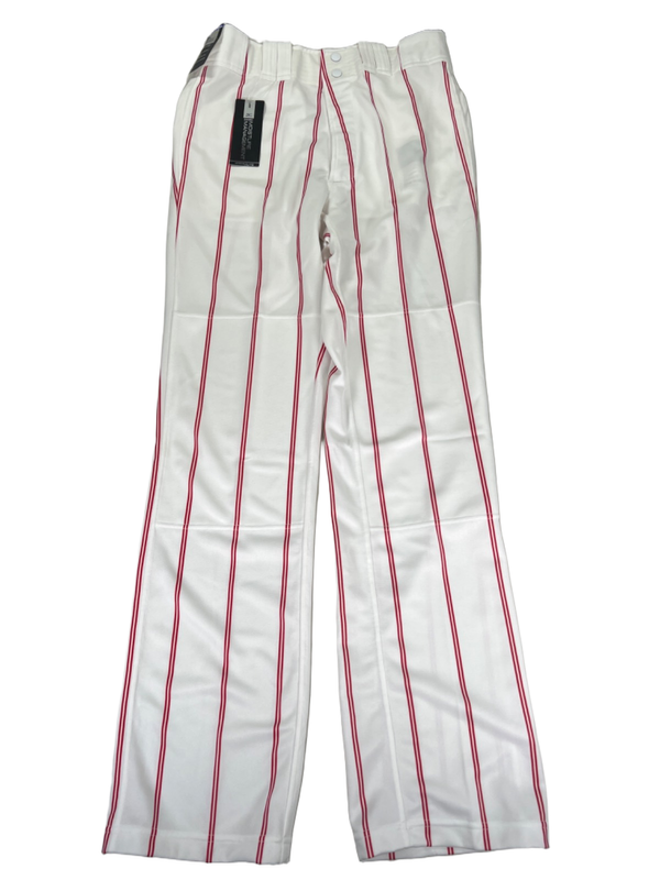 Mizuno Men's White/Red Pinstripe Pro Snap Button Baseball Pants - L