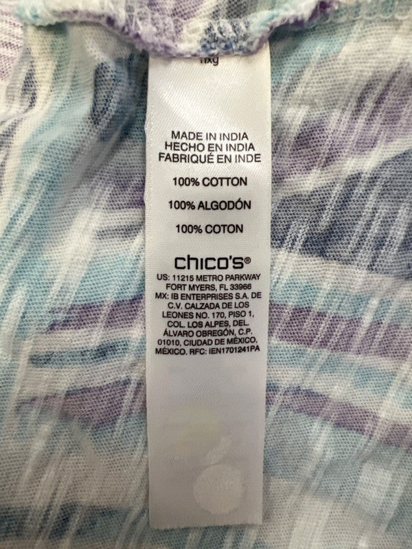 Chico's Women's Blue/Purple Short Sleeve V-Neck T-Shirt - 2/US L image 4