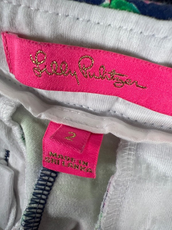 Lilly Pulitzer Pink/Green Floral Darci Knit Scallop Hem Shorts - 2 image 3