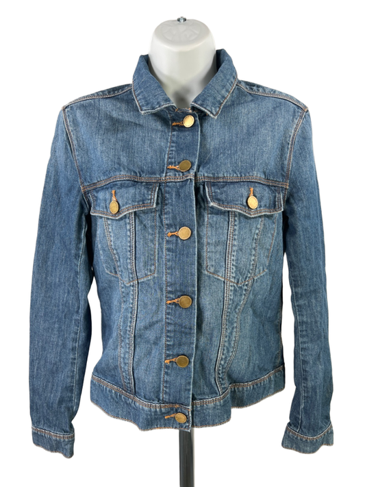 Articals of Society Women's Blue Medium Wash Button Up Denim Jean Jacket - S