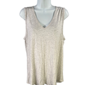 Adrienne Women's Ivory Heathered V-Neck Stretch Soft Tank Top - L