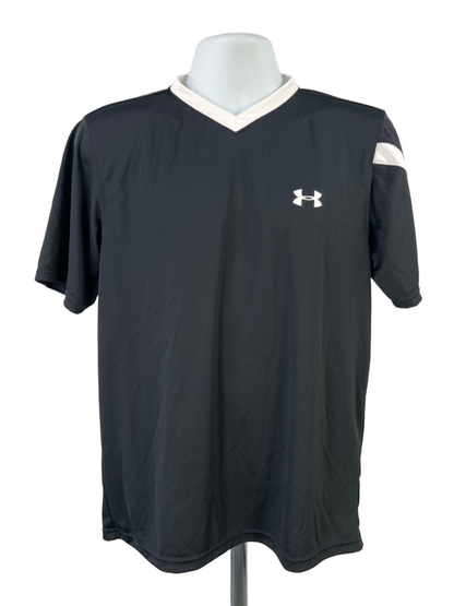 Under Armour Men's Black/White V Neck Short Sleeve Athletic Shirt - M