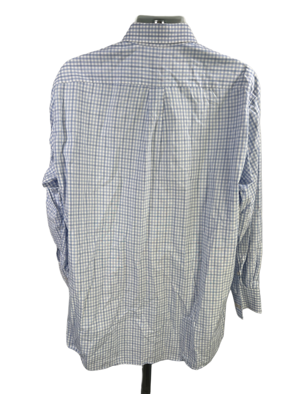 Michael Kors Men's Blue/White Plaid Cotton Long Sleeve Button Up Shirt - XL image 2