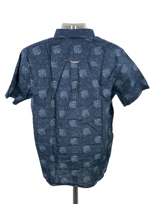 Van Heusen Men's Navy Blue Koi Fish Short Sleeve Button Up Shirt - M image 2