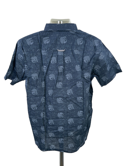 Van Heusen Men's Navy Blue Koi Fish Short Sleeve Button Up Shirt - M image 2