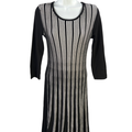 Nina Leonard Women's Black/White Striped 3/4 Sleeve Sweater Dress - S