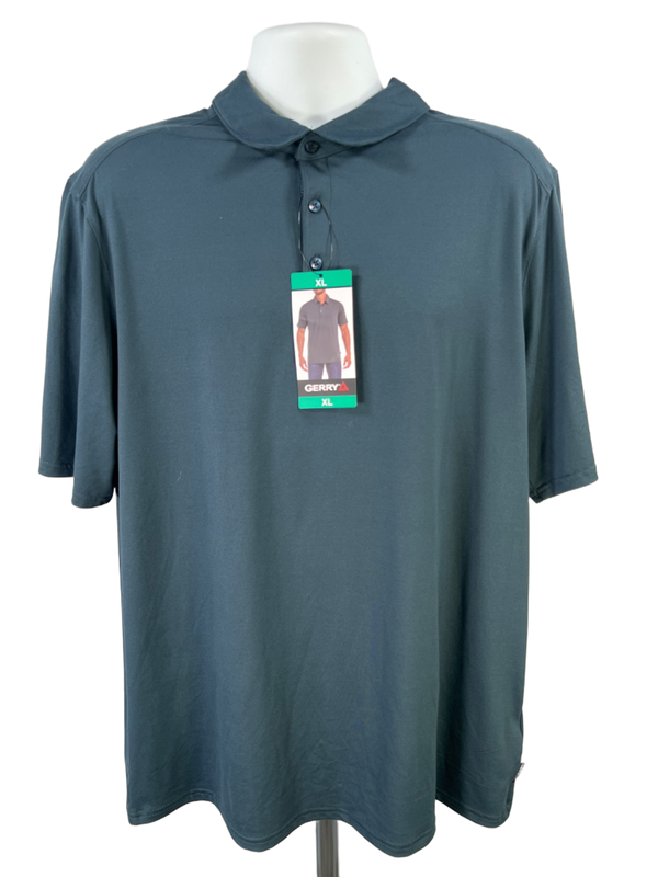 Gerry Men's Blue Brushed Knit Stretch Short Sleeve Polo Shirt - XL