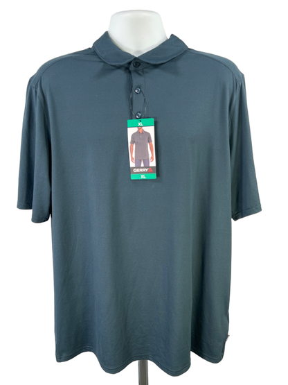 Gerry Men's Blue Brushed Knit Stretch Short Sleeve Polo Shirt - XL