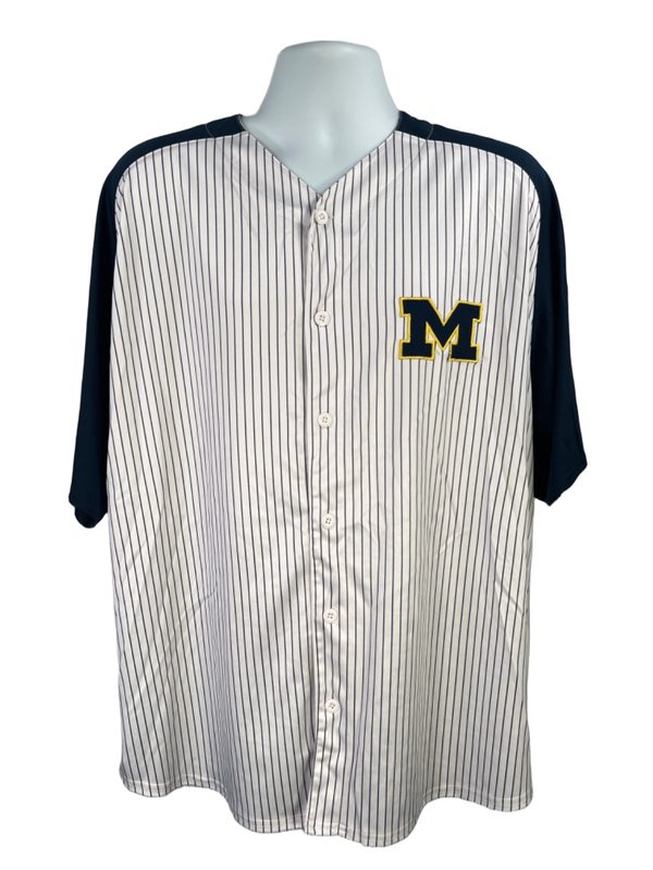 Valiant Men's Blue/White Striped University Of Michigan Baseball Jersey - 3XL