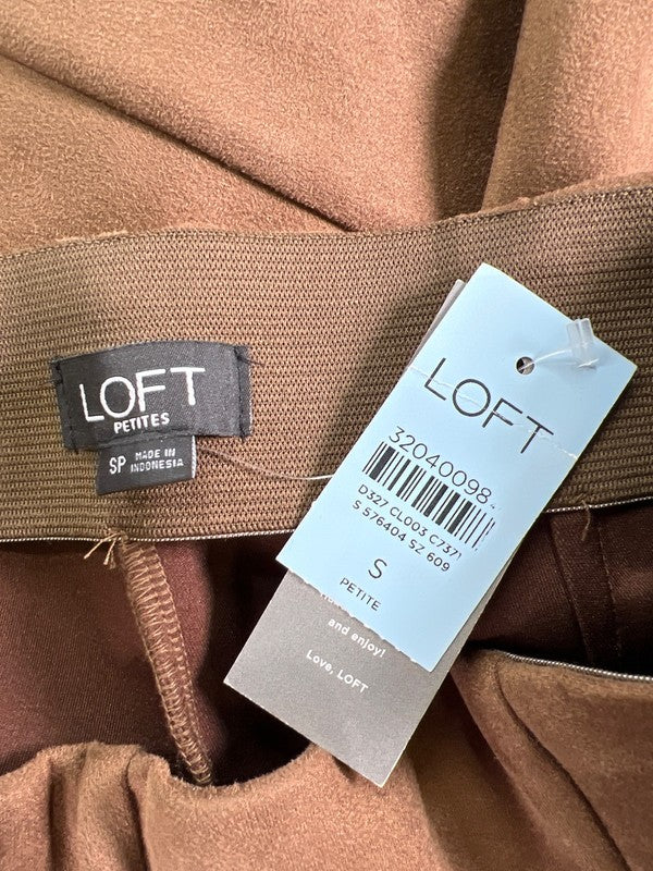Loft Women’s Brown Faux Suede Ankle Zip Legging Pants - S Petite image 3