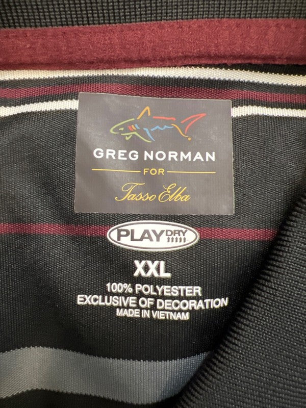 Greg Norman Men's Black/Burgundy Striped Short Sleeve Golf Polo Shirt - XXL image 3