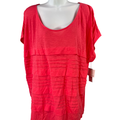 Liz Claiborne Women's Pink/Red Layered Front Cap Sleeve T-Shirt - Plus 3X