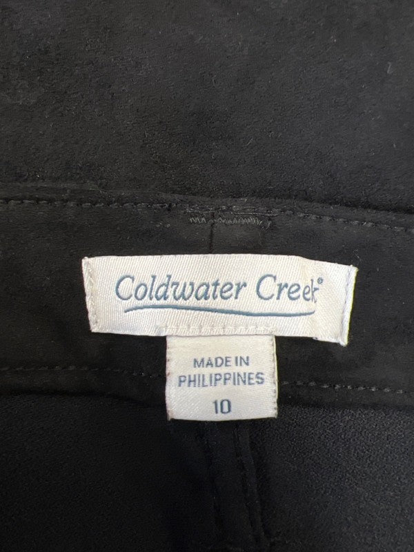 Coldwater Creek Women's Black Faux Suede High Rise Straight Leg Pants - 10 image 3