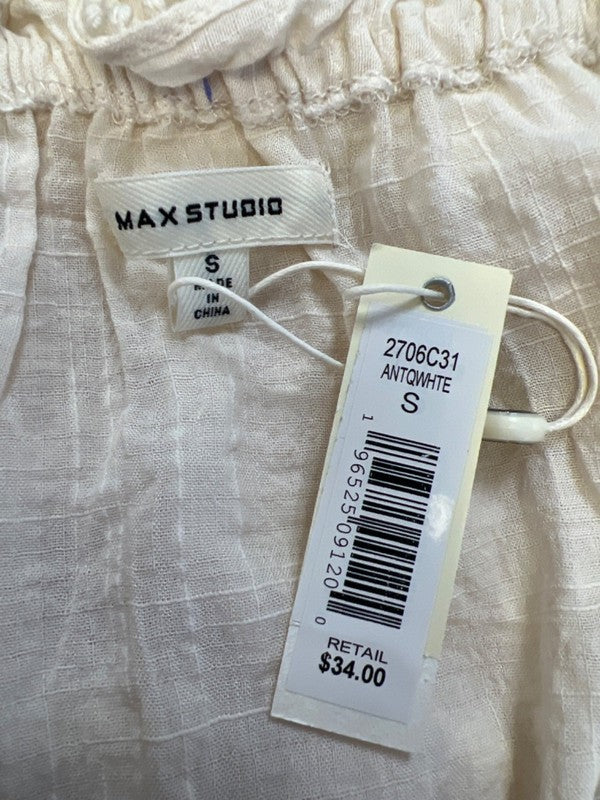 Max Studio Women's Beige/Ivory Eyelet Off-The-Shoulder Long Sleeve Blouse - S image 3