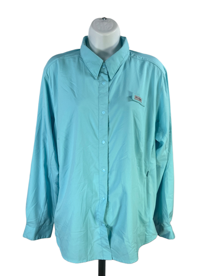 Columbia Women's Blue PFG Tamiami Vented Long Sleeve Button Up Shirt - 1X Plus
