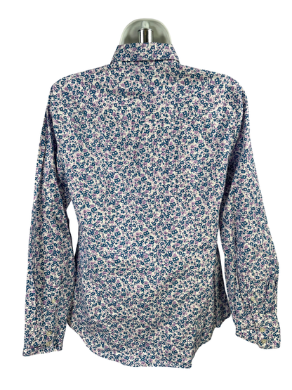 J.Crew Women's Blue/Floral Long Sleeve Button Up Poplin Shirt - S image 2