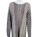 J.Jill Women's Purple/White Long Sleeve Crewneck Sweater - L