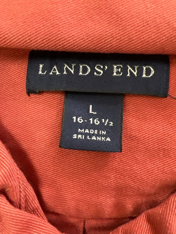 Lands End Men's Nantucket Red Long Sleeve Twill Button Up Shirt - L image 3