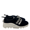 Miu Miu Women's Blue Velvet Crystal Accent Platform Loafers - 39/US 8.5