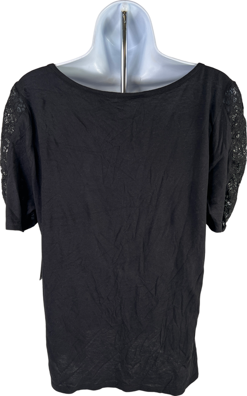 NEW ANA Women’s Black Short Lace Sleeve T-Shirt - XL Petite image 2