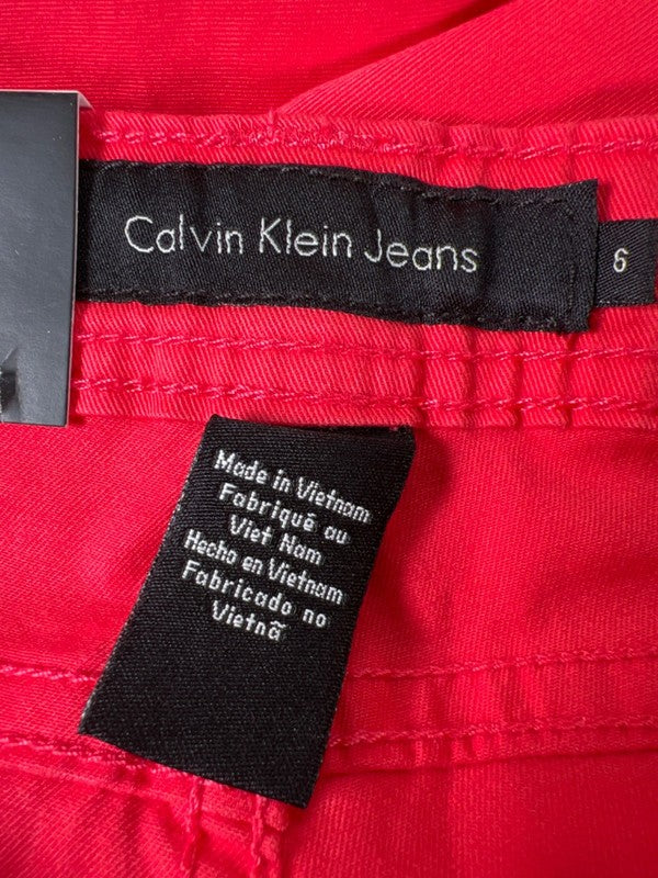 Calvin Klein Women's Bright Coral/Red Slim Fit Skinny Crop Pants - 6 image 3
