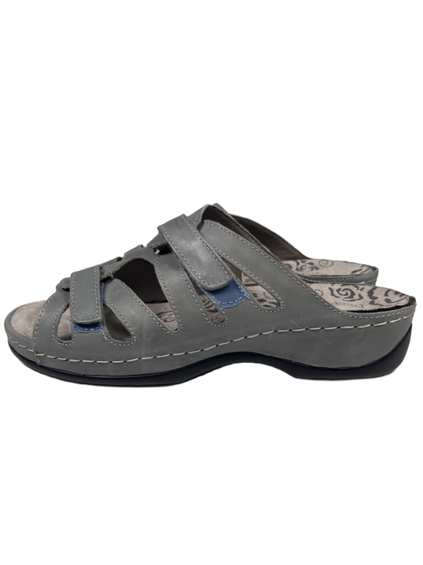 Propet Women's Gray Leather Kylie Adjustable Hook-And-Loop Strappy Sandals - 10 image 5