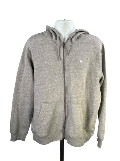 Nike Men's Gray Fleece Sportswear Full Zip Up Long Sleeve Hooded Jacket - XXL