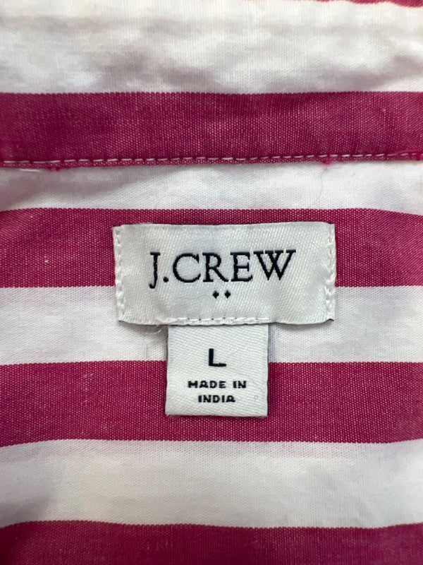 J.Jill Women's White/Pink Striped Long Sleeve Button Up Shirt - L image 3