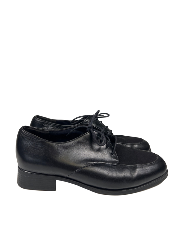 Munro American Women's Black Leather Lace Up Oxford Shoes - 7.5