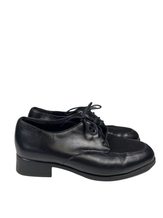 Munro American Women's Black Leather Lace Up Oxford Shoes - 7.5